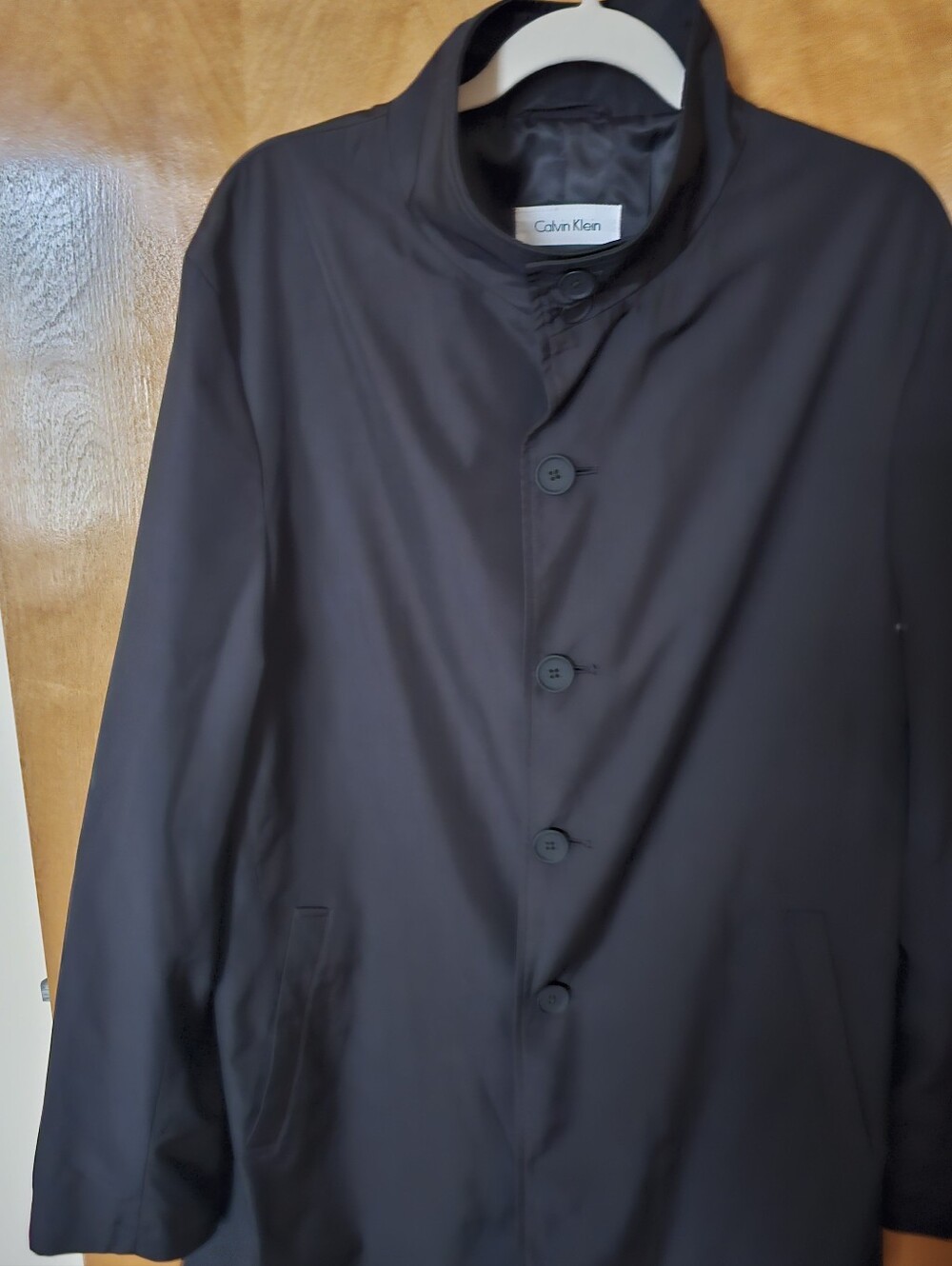 Calvin Klein Men's Black  Button-Front Trench Coat